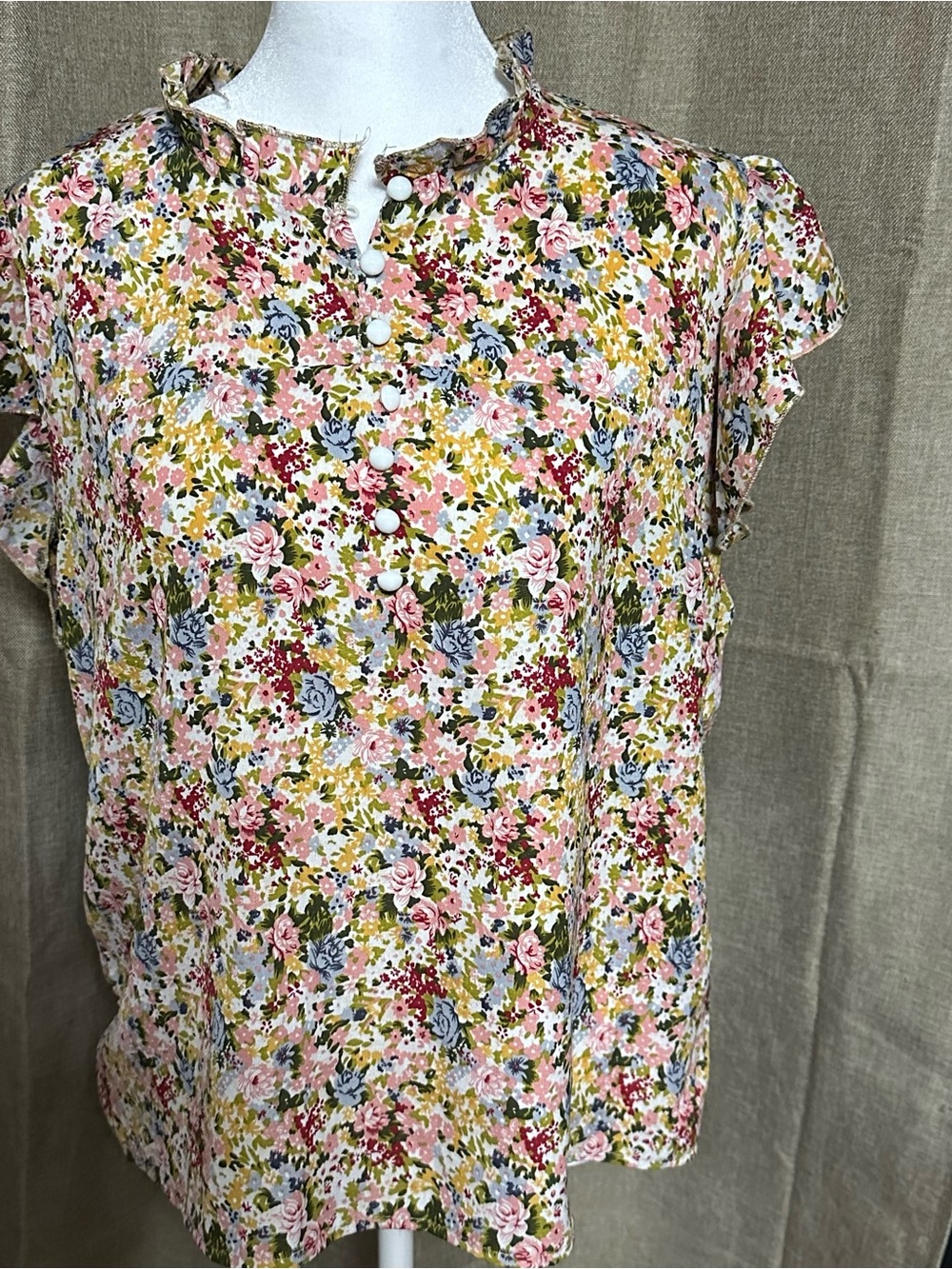 Floral Button-Front Women's Top in Multi-Color